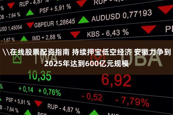 \在线股票配资指南 持续押宝低空经济 安徽力争到2025年达到600亿元规模